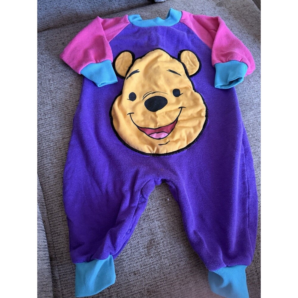 Vintage 90s Disney Store Winnie The Pooh Romper Jumpsuit 12 Months Color block